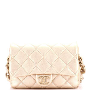 Chanel Small Chunky Chain CC Flap Bag Quilted Metallic Calfskin